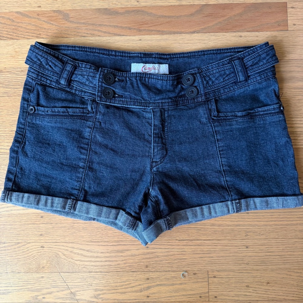 Candies Womens Dark Wash Sailor‎ Denim Shorts Size 9 Cuffed Stretch Blue